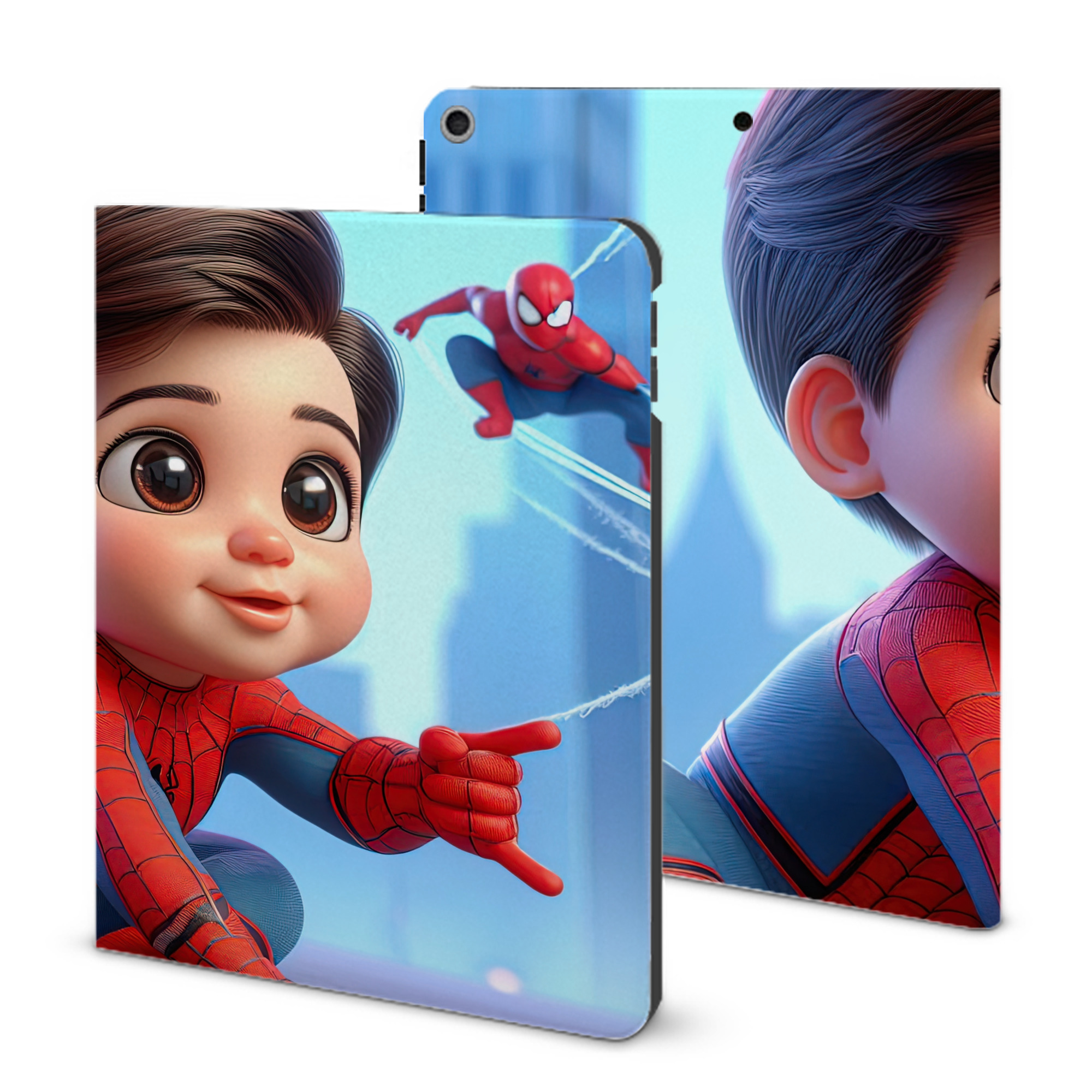 （画像用） Spider Man スパイダーマン IPad ケース ブック型 PUレザー TPU 耐衝撃 軽量 薄型 ペン収納なし 全面保護 IPad 各モデル対応